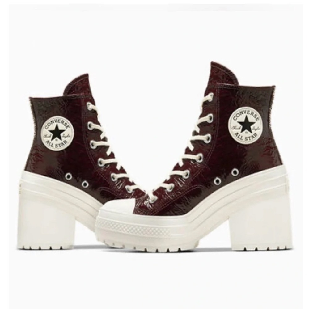 Converse Chuck 70 De Luxe Heel Hi Bloodstone Patent Leather Boots Women 10.5